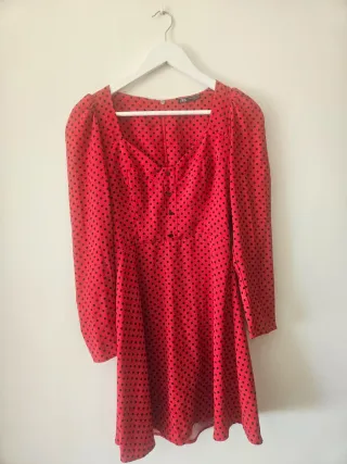 Vestido Zara Rojo Lunares Negros