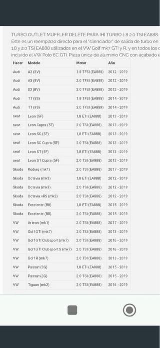 Inlet y Muffler Grupo Vag
