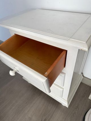 Mesilla de noche madera maciza pintada blanca
