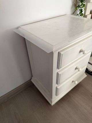 Mesilla de noche madera maciza pintada blanca