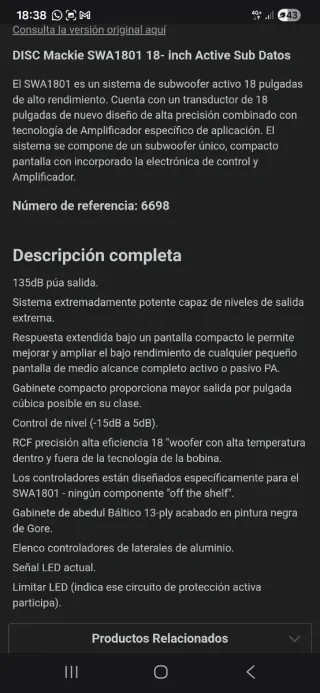 Equipo de Sonido Profesional MACKIE AUTOAMPLIFICAD