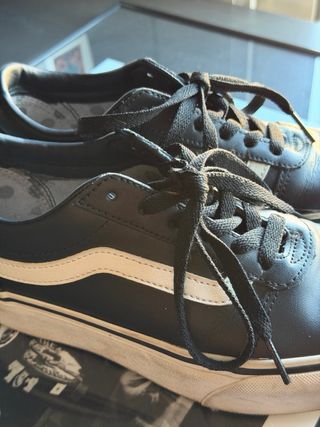 Vans de cuero negro mujer
