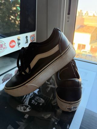 Vans de cuero negro mujer