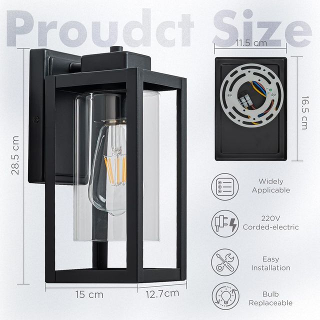 Aplique Pared Exterior FTL E27 WS006 Negro
