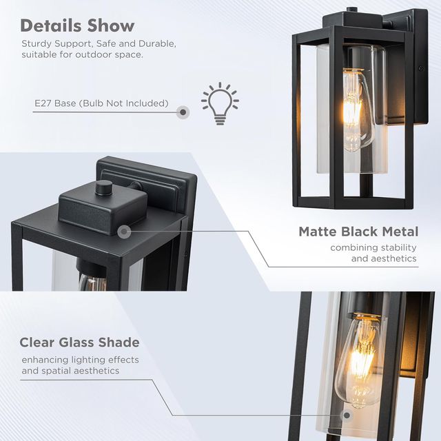 Aplique Pared Exterior FTL E27 WS006 Negro