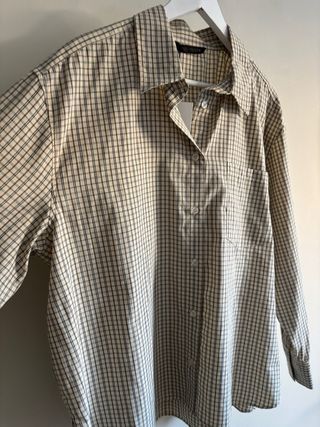 Camisa Zara cuadros beige y marrón