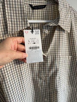 Camisa Zara cuadros beige y marrón