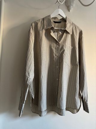 Camisa Zara cuadros beige y marrón