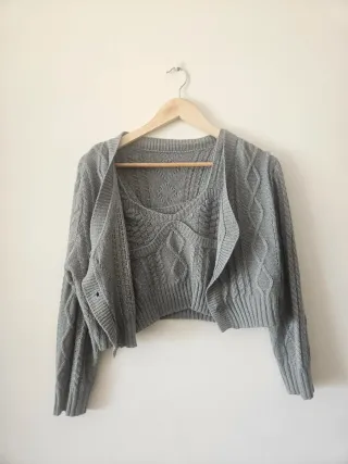 Conjunto top y chaqueta punto