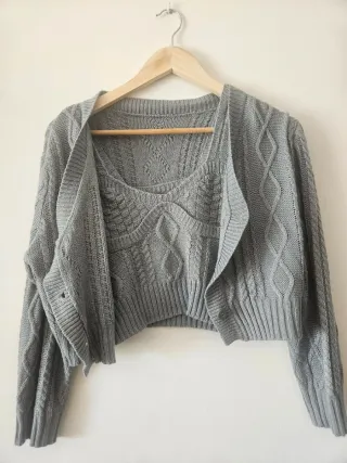 Conjunto top y chaqueta punto