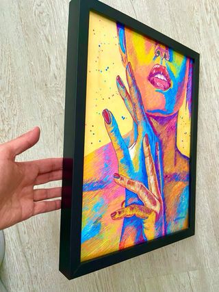 CUADRO ABSTRACTO MUJER MULTICOLOR 43x33