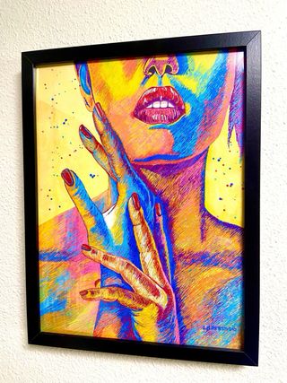 CUADRO ABSTRACTO MUJER MULTICOLOR 43x33