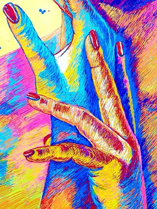 CUADRO ABSTRACTO MUJER MULTICOLOR 43x33