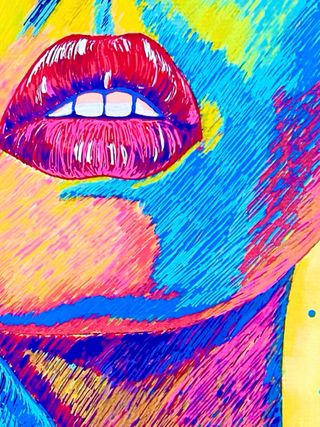 CUADRO ABSTRACTO MUJER MULTICOLOR 43x33