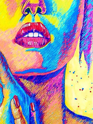 CUADRO ABSTRACTO MUJER MULTICOLOR 43x33