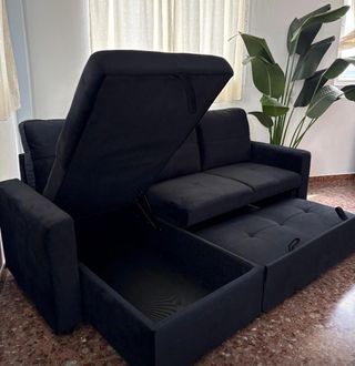 Sofá Cama Pau Negro Terciopelo