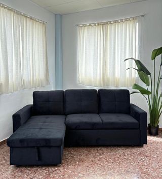 Sofá Cama Pau Negro Terciopelo