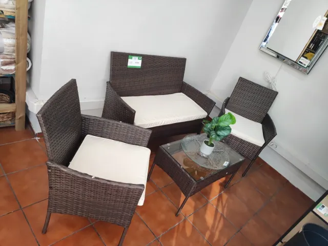 Conjunto Terraza Ratán y Cristal