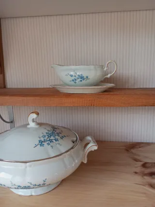 Sopera de porcelana alemana con flores azules