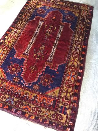 Tappeto Turco Lana Blu Rosso