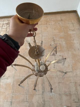 Lámpara araña dorada vintage cristal