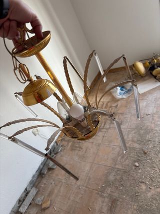 Lámpara araña dorada vintage cristal