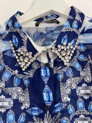 Blusa Guess Talla M Pedrería Azul