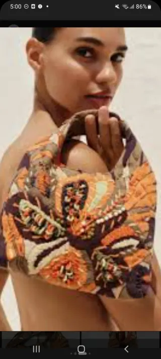 Bolso Zara Multicolor Bordado Cadena