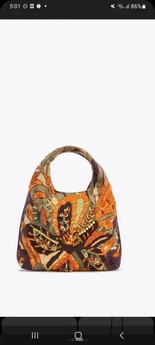 Bolso Zara Multicolor Bordado Cadena