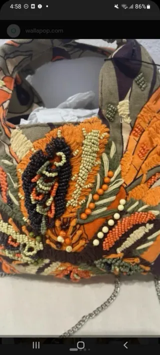 Bolso Zara Multicolor Bordado Cadena