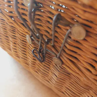 Cesto nasa mimbre muy antiguo siglo XIX 31x24x21