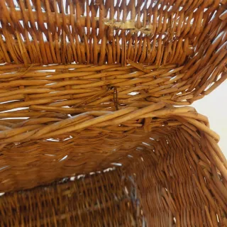 Cesto nasa mimbre muy antiguo siglo XIX 31x24x21