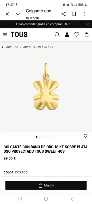 Cadena Tous bolitas oro, con osito ultima moda