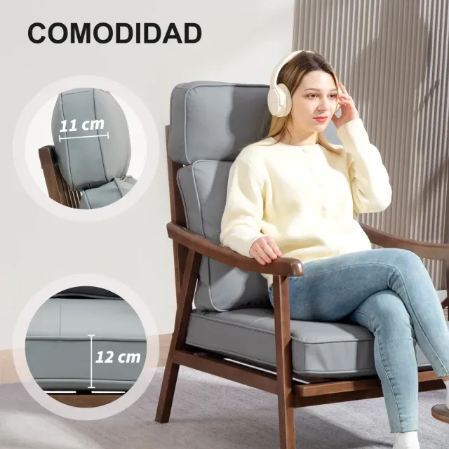 Sillón de salón con marco de madera