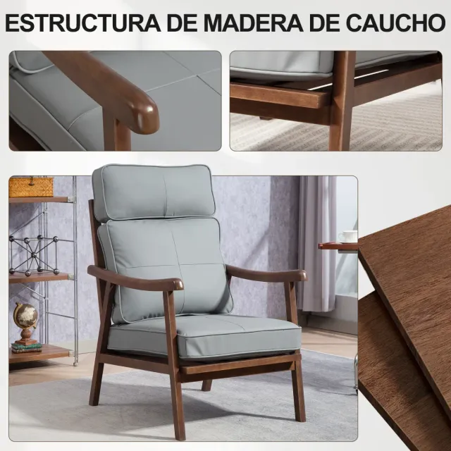 Sillón de salón con marco de madera