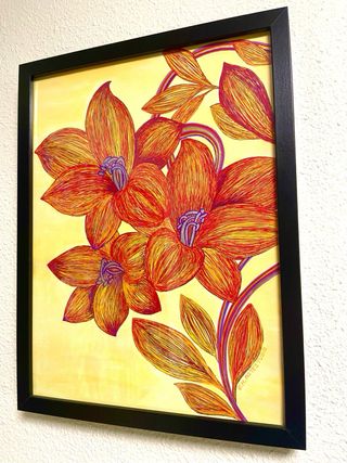 CUADRO FLORES ABSTRACTAS MULTICOLOR 43x33