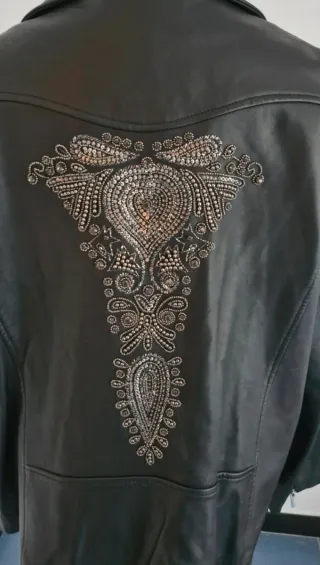 Cazadora cuero pedreria 2xl