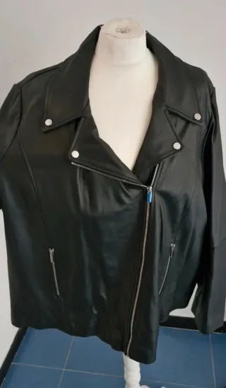 Cazadora cuero pedreria 2xl