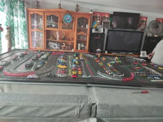 Scalextric montado en madera