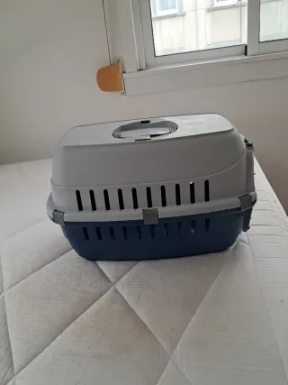 Transportín gato gris y azul,regalo empapadores