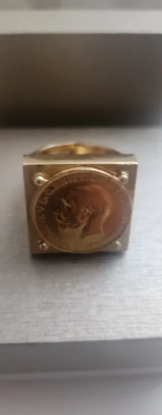 Anillo Oro 18kl con moneda George V. Oro Puro