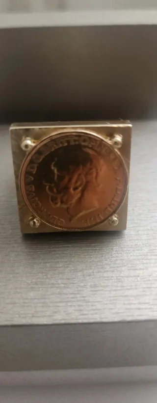 Anillo Oro 18kl con moneda George V. Oro Puro