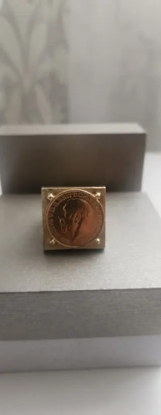 Anillo Oro 18kl con moneda George V. Oro Puro