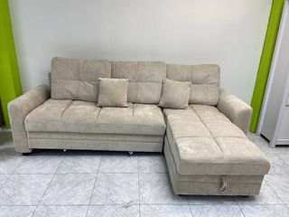 Sofá cama grande beige chaise longu
