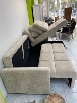Sofá cama grande beige chaise longu
