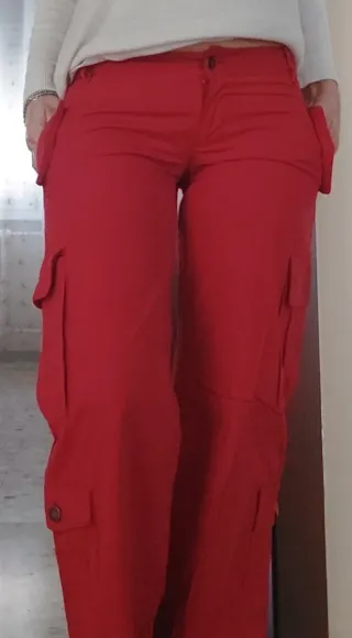 Pantaloni cargo donna rossi