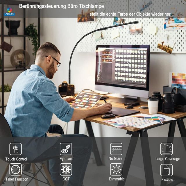 Lâmpada de Mesa LED Flexível Preta