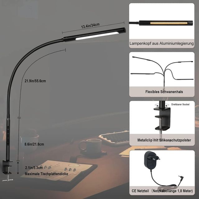Lâmpada de Mesa LED Flexível Preta