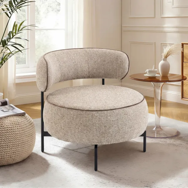 Butaca Salón Giratoria Tela Beige