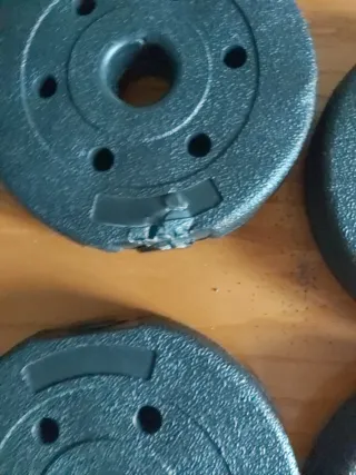 4 Discos de Pesas 1 kg y 2 de 5 kg